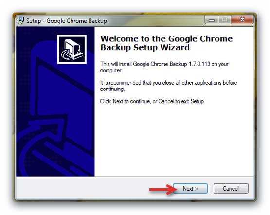 установка Google Chrome Backup