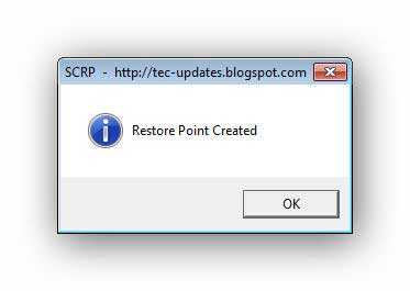 точка восстановления создана в Single Click Restore Point (SCRP)